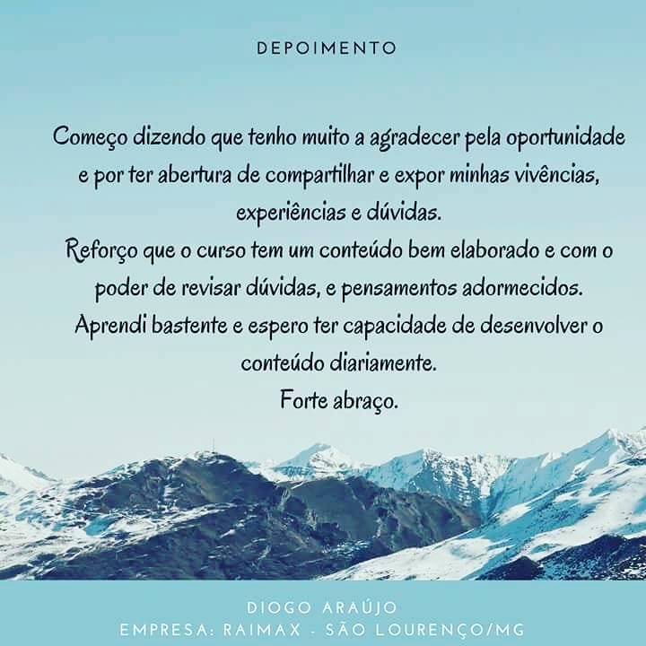 Gratidão Diogo pelo envolvimento e participação.